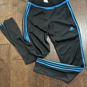 Adidas Women's Black Joggers with Blue Accents